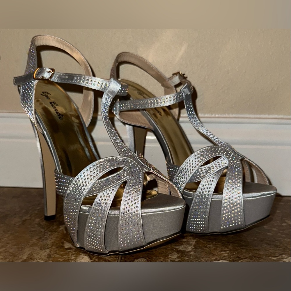 Eye Candie silver high heels size 8.5